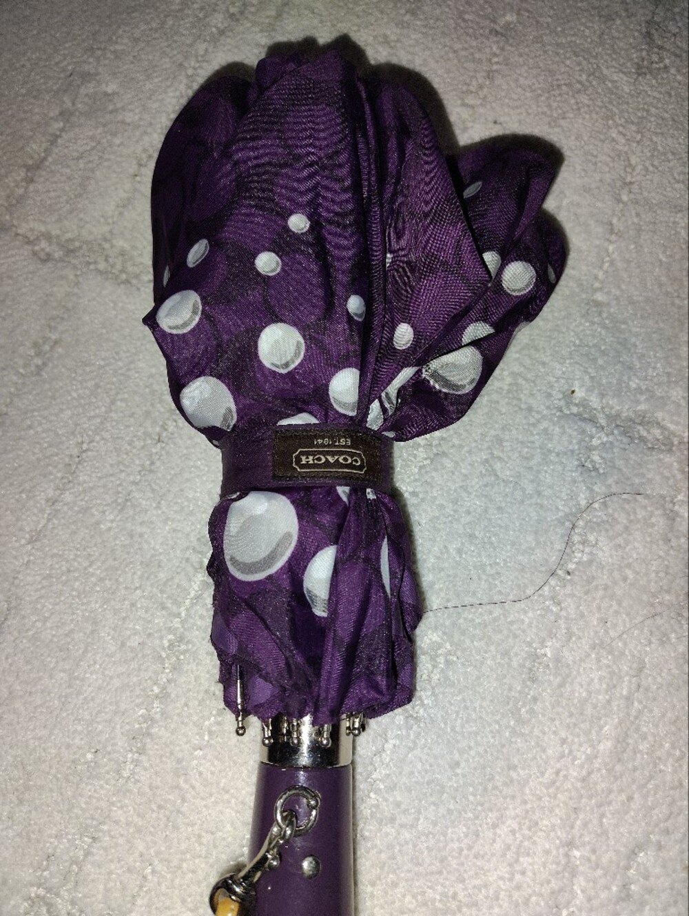 Coach Purple Umbrella with White Polka Dots - Coach